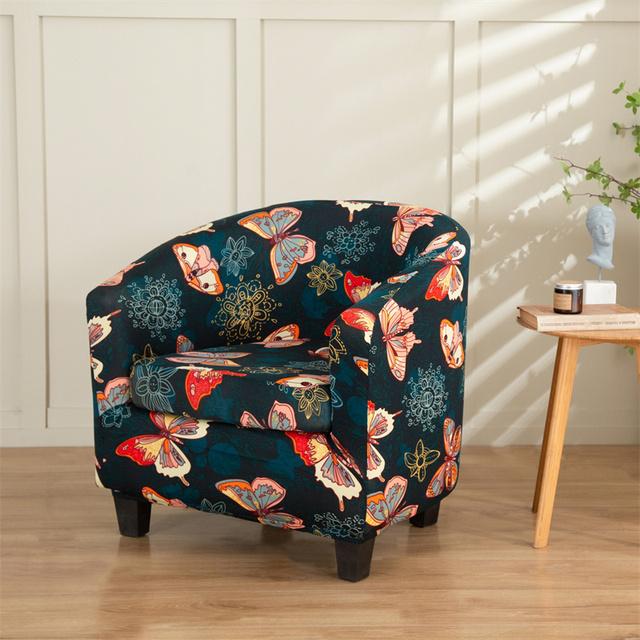 Floral Prints Single Armchair Cover Relax Spandex Single Seater Tub Club Couch Slipcover For Living Room Sofa Protector Covers