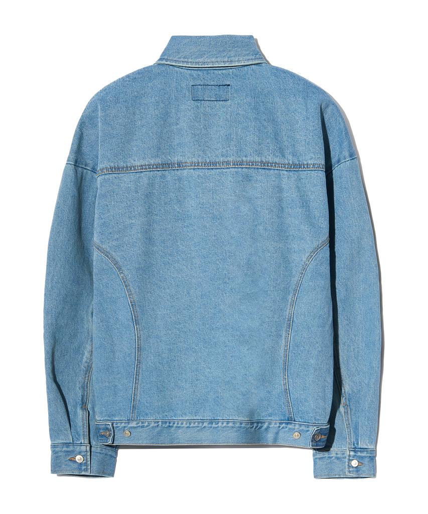 Peace Maker Divide Minimal Denim Trucker Jacket (Light Indigo)