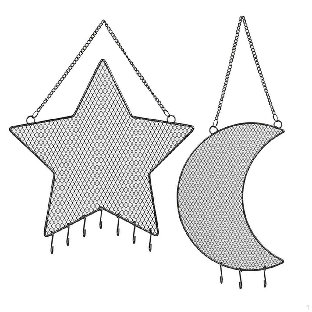 Hanging Jewelry Organizer Wall Holder Grid Shape Moon Star Shaped Earring for Earrings