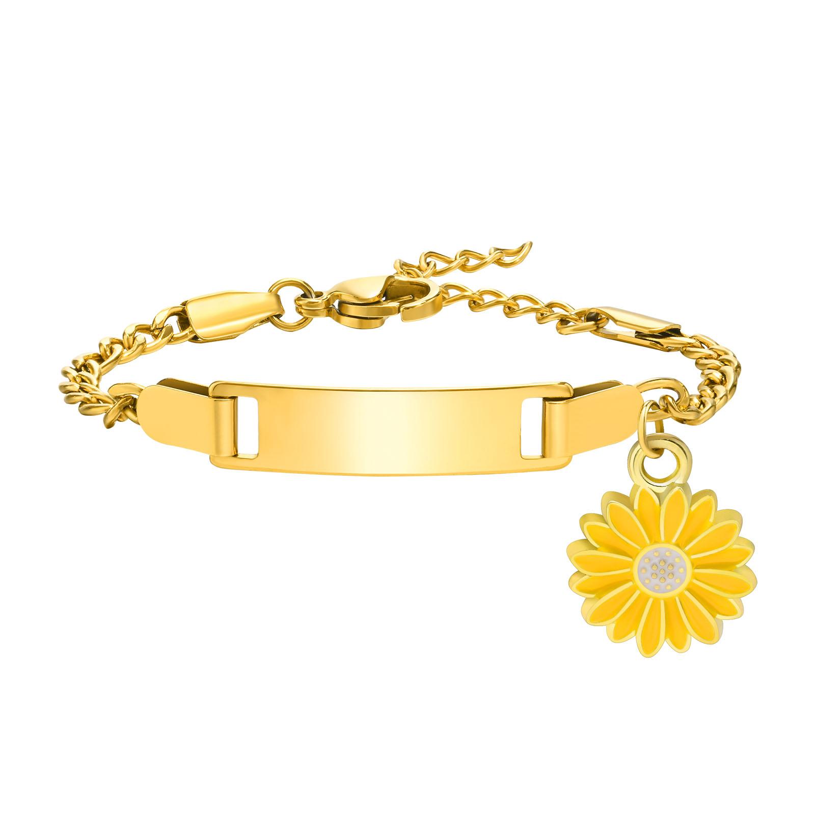 

Custom Name Daisy Bracelet for Baby Kids Personalized Gold Plated Chain Flower Children s Jewelry Gift