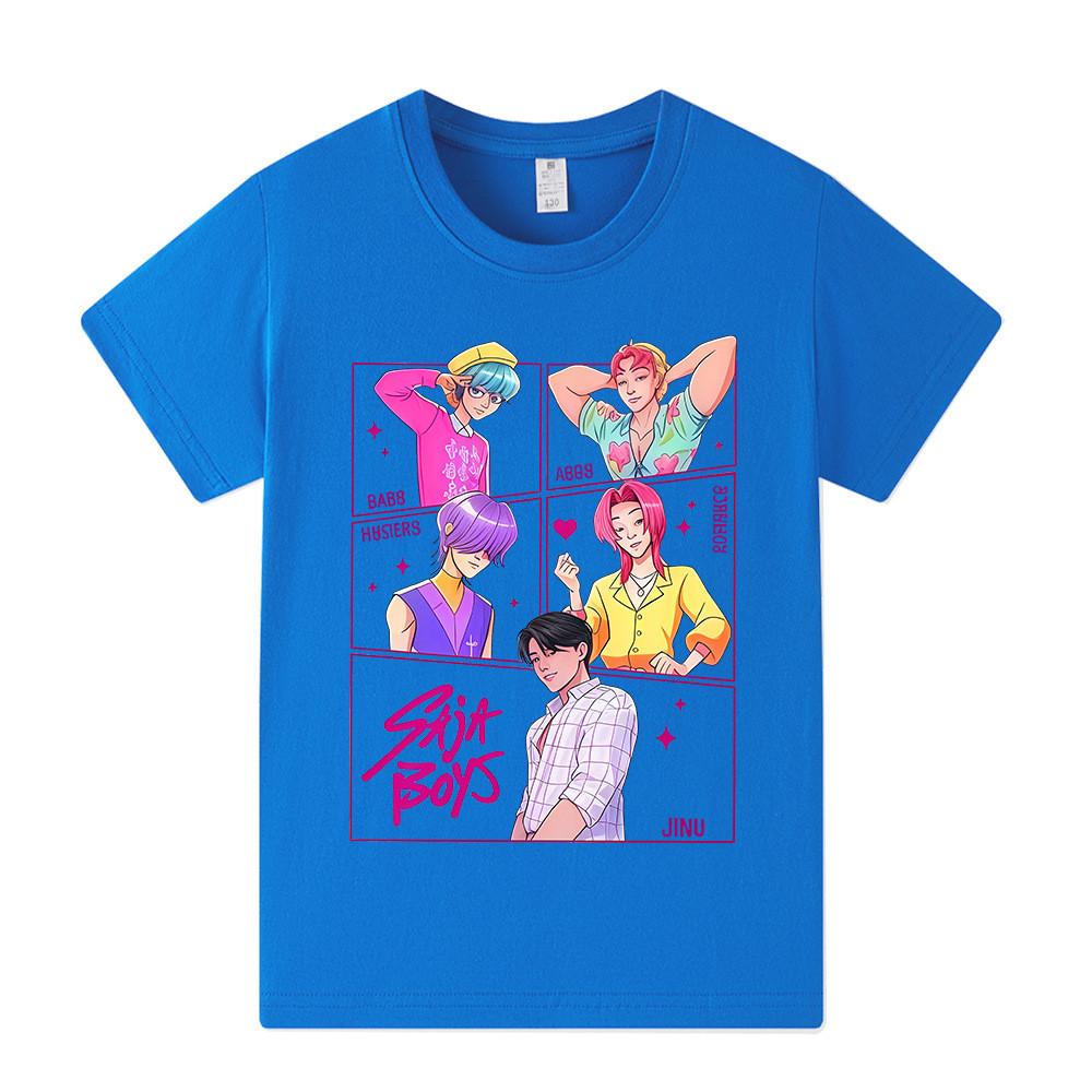 A1217 Kids Boys Girls Sajaboys Kpop Rumi Zoey Mira Print Short Sleeves T-shirt