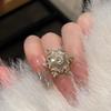 Double Layer Zircon Snowflake Ring Copper Materials Lightweight Comfort Jewelry Elegant Finger Accessories