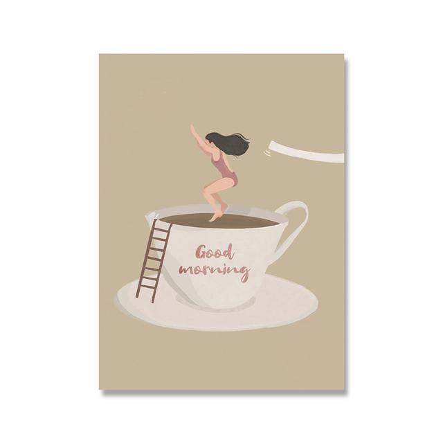 Flower Tea Cup Posters and Prints Bouquet Drink Wall Art HD Picture Pot Coffee Wine Boho Girl Canvas Painting Kitchen Home Decor