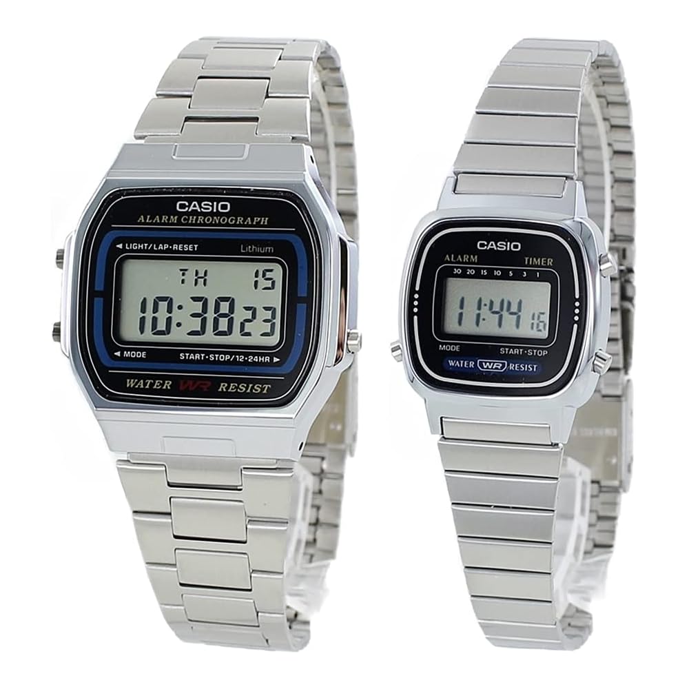 Цифровые парные часы Casio A164WA-1 с календарем даты для мужчин и женщин