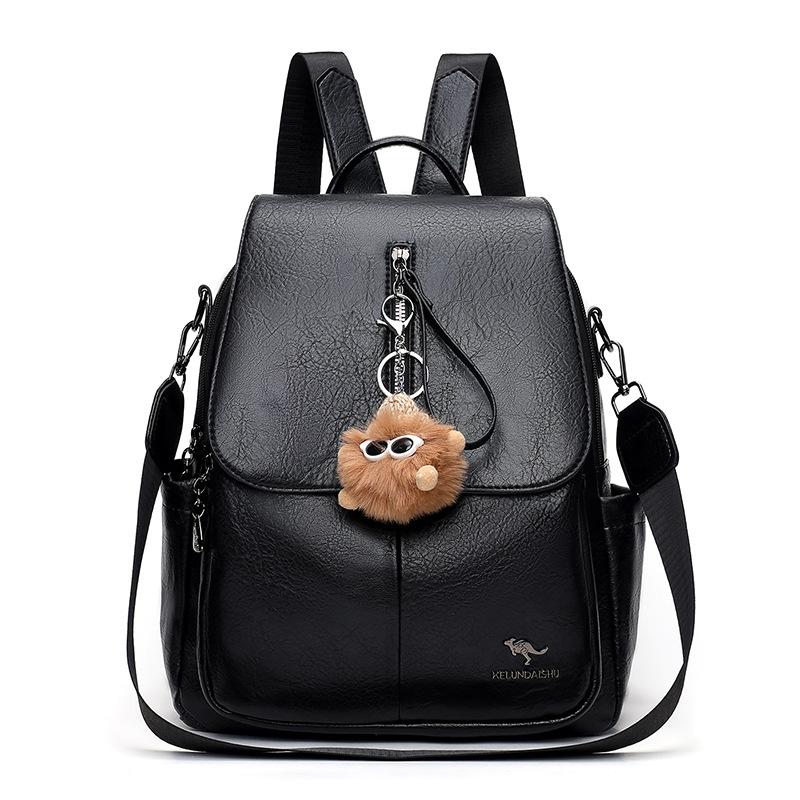 Schoolbag Retro Soft Leather Backpack for Women, 1011 New High-end Casual Commuting Large-capacity Travel Backpack and School Bag