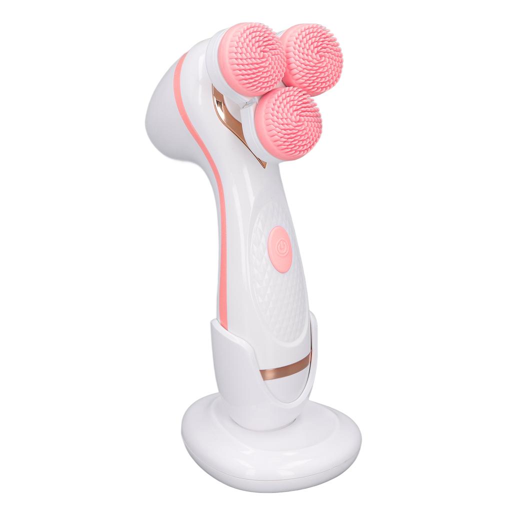 Electric Facial Cleansing Brush 3 Head Massage Facial Exfoliating Silicone Rechargeable Face