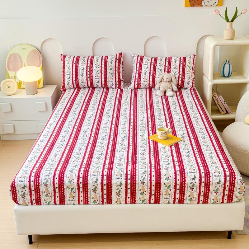 100% Cotton Fitted Sheet Soft Bed Cover Skin-friendly Bedsheets Home Mattress Cover Elastic Bed Linen Lençol (No Pillowcase)
