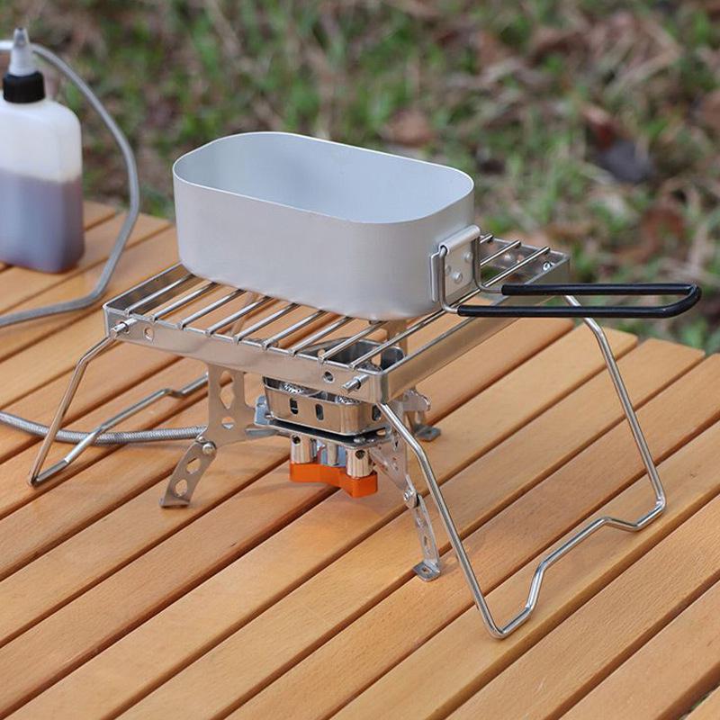 Tragbarer Faltbarer Edelstahl-BBQ-Grill mit Grillplatte & Kesselständer