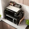 1pc Heavy-Duty Expandable Microwave Stand,Kitchen Storage Shelf,Adjustable 2-Tier Carbon Countertop Organizer