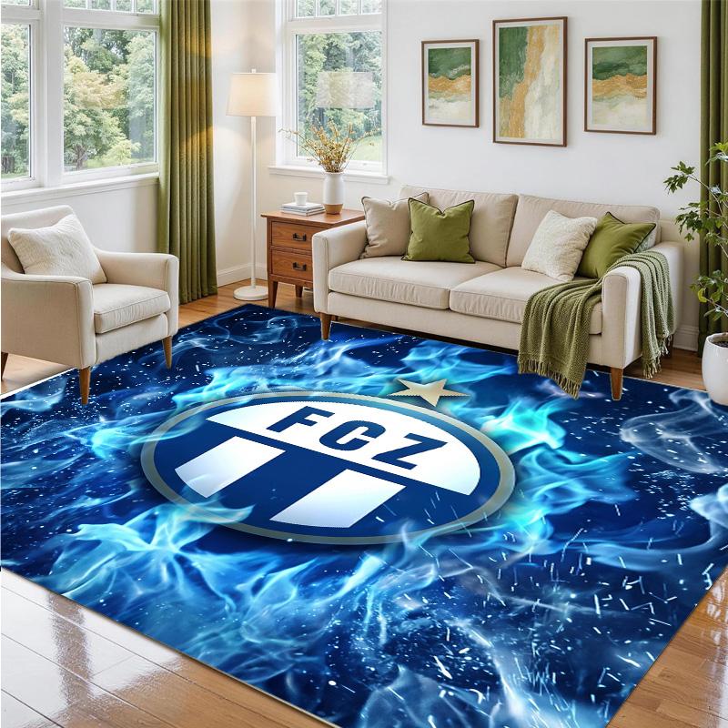 FC Zürich Design Crystal Velvet Rug Soft Decorative Mat for Bedroom Entrance