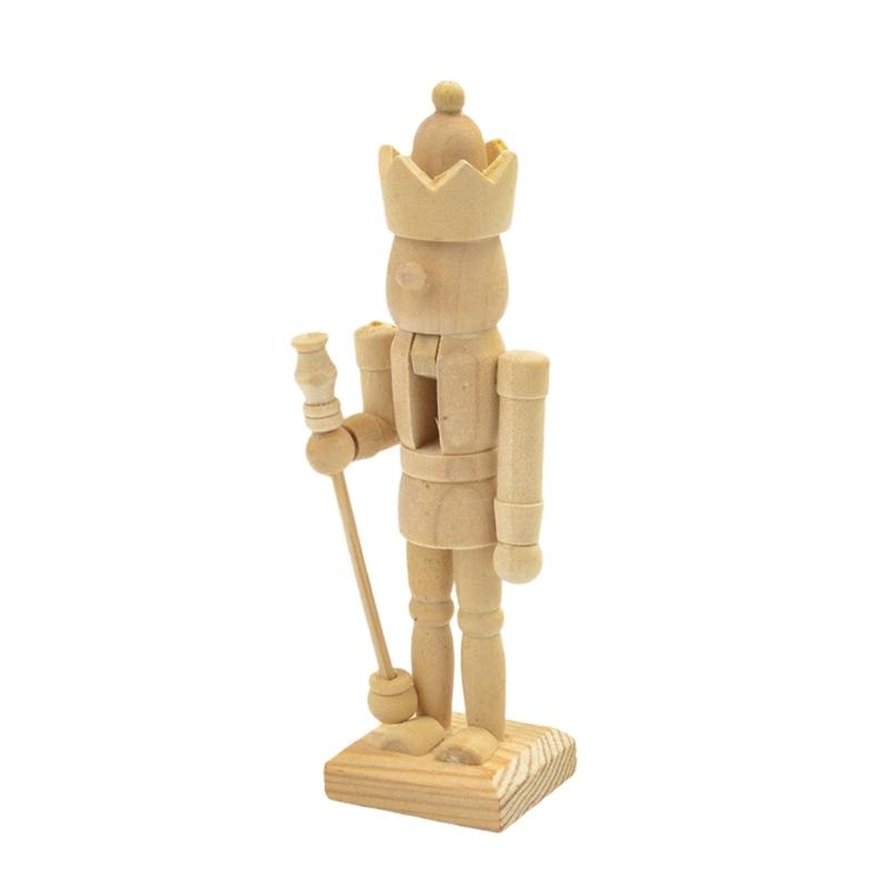 6Pcs 12CM Unpainted Wooden Nutcrackers Handcrafted Home Decors DIY Craft Project For Christmas Holiday Family Activity