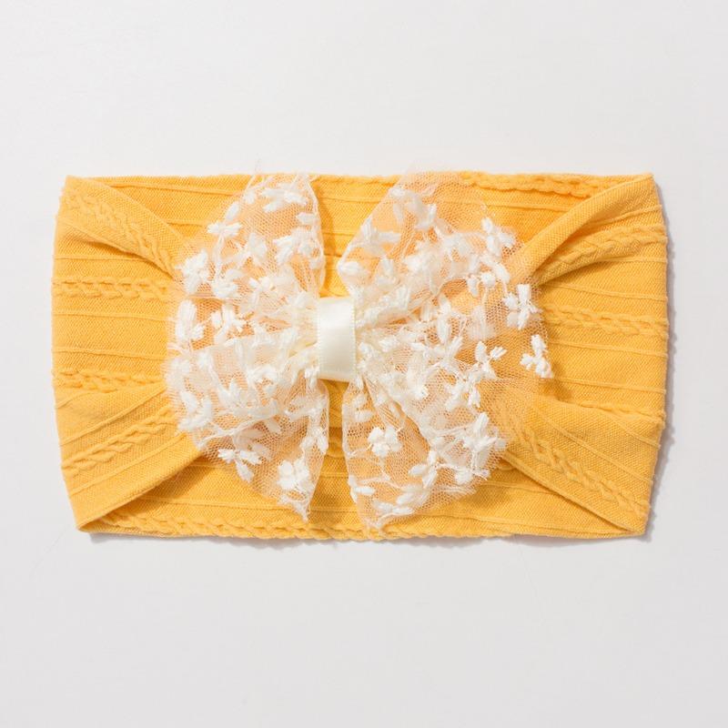 New Jacquard Baby Elastic Headband, Cute Lace Bow Children's Headscarf, Thin Baby Headband