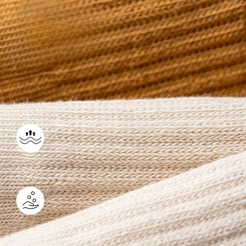 Women's Autumn and Winter Mid-calf Socks, Pure Cotton Right-angle Socks, Solid-color Sports Boneless Long Calf Socks, All-cotton Socks