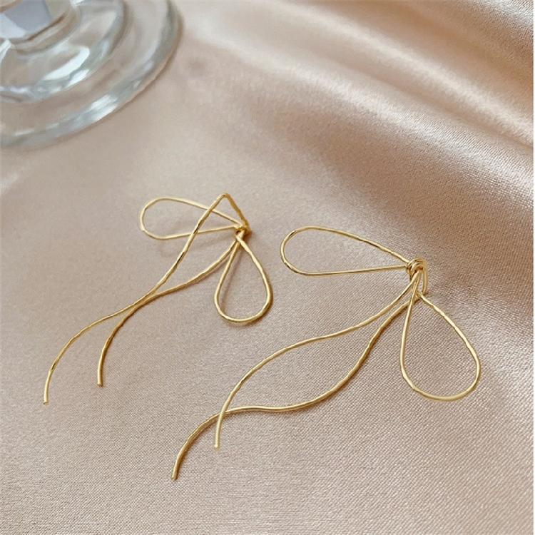 Exaggerated Line Bowknot Earrings for Women Harajuku Long Tassels Drop Earrings