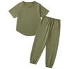 Girls Two Piece Set Short Sleeve Top and Harem Pants Lightweight Soft Fabric Casual Outfit for Spring Summer