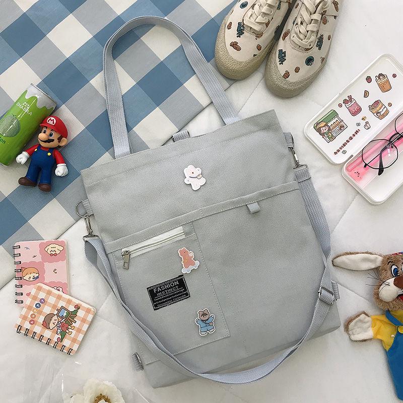 Korean Style Canvas Crossbody Tote - Versatile Large Capacity Fashion Shoulder Bag for Students