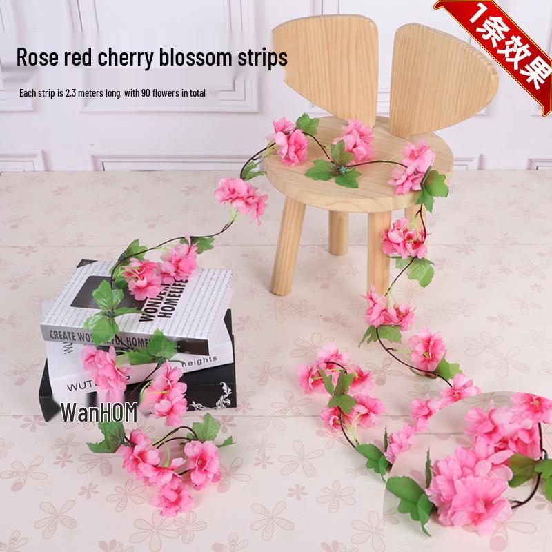 Artificial Cherry Blossom Vine: Indoor Ceiling Wedding Decoration, Rattan Pipe Cover