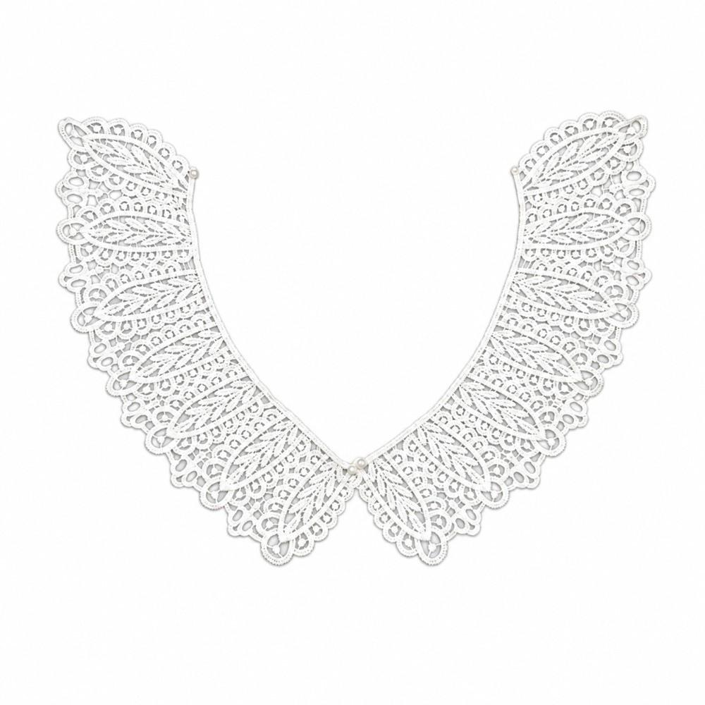 Colletto in Pizzo Leggero Staccabile con Mini Bottoni di Perla Colletto Peter Pan Decorativo per Donna