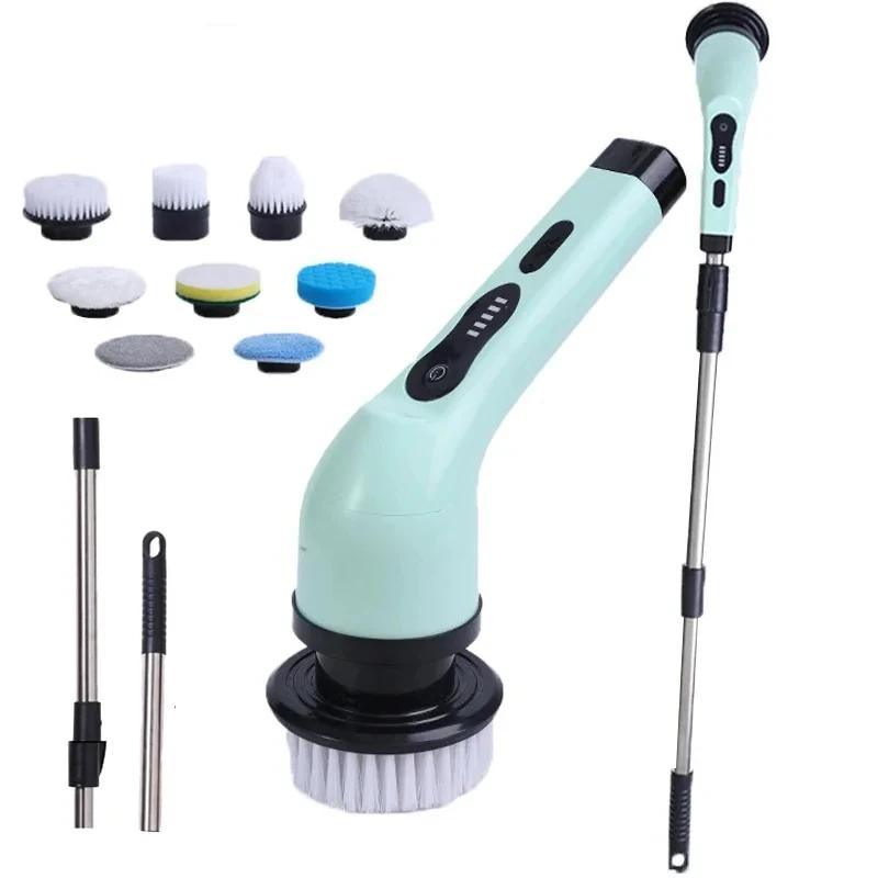 Electric Cleaning Brush 9-in-1 Cordless Electric Spin Scrubber Expandable Handle Waterproof Cleaning Brush
