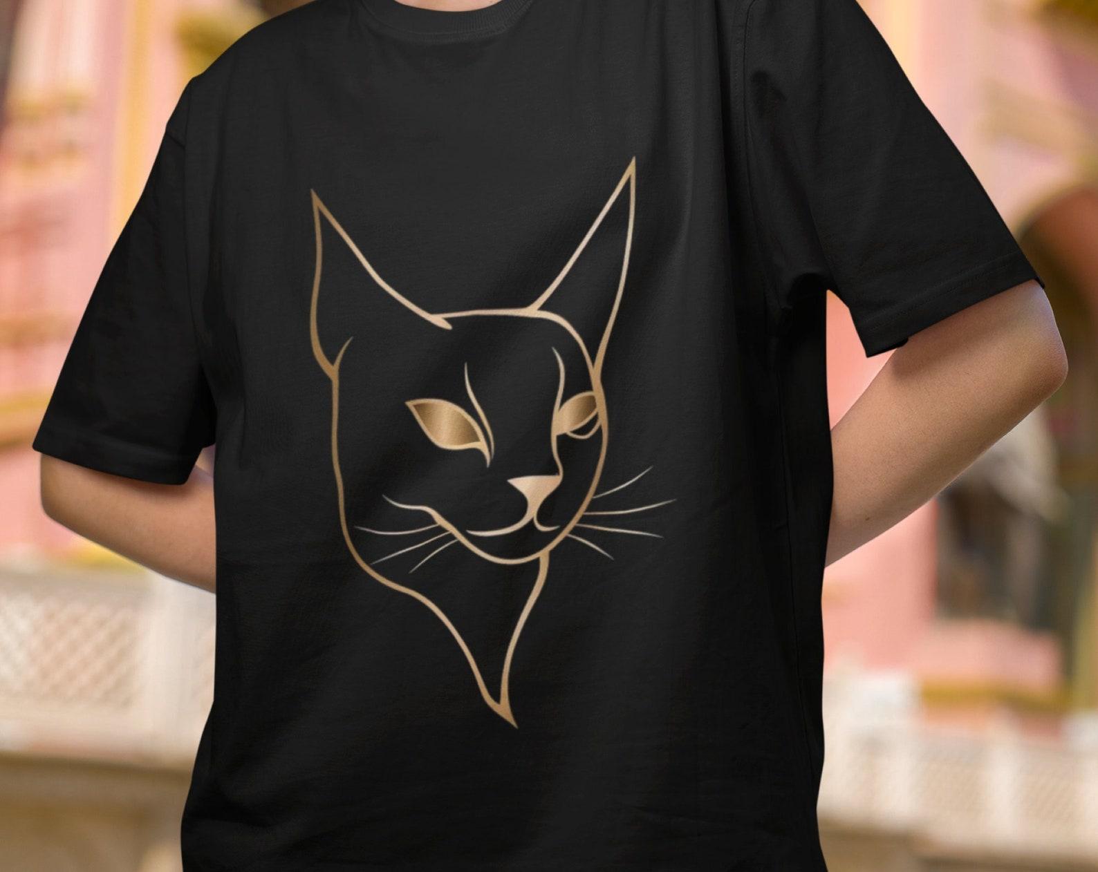 Golden Cat T-Shirt: Feline Elegance, Cat Lover Gift 3XL