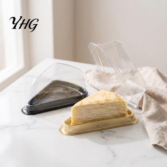 Convenient Takeout Pastry Boxes 100PCS Cake Slice Containers with Clear Lids, Triangular Disposable Plastic Box, Sliced Mille Feuille Trays