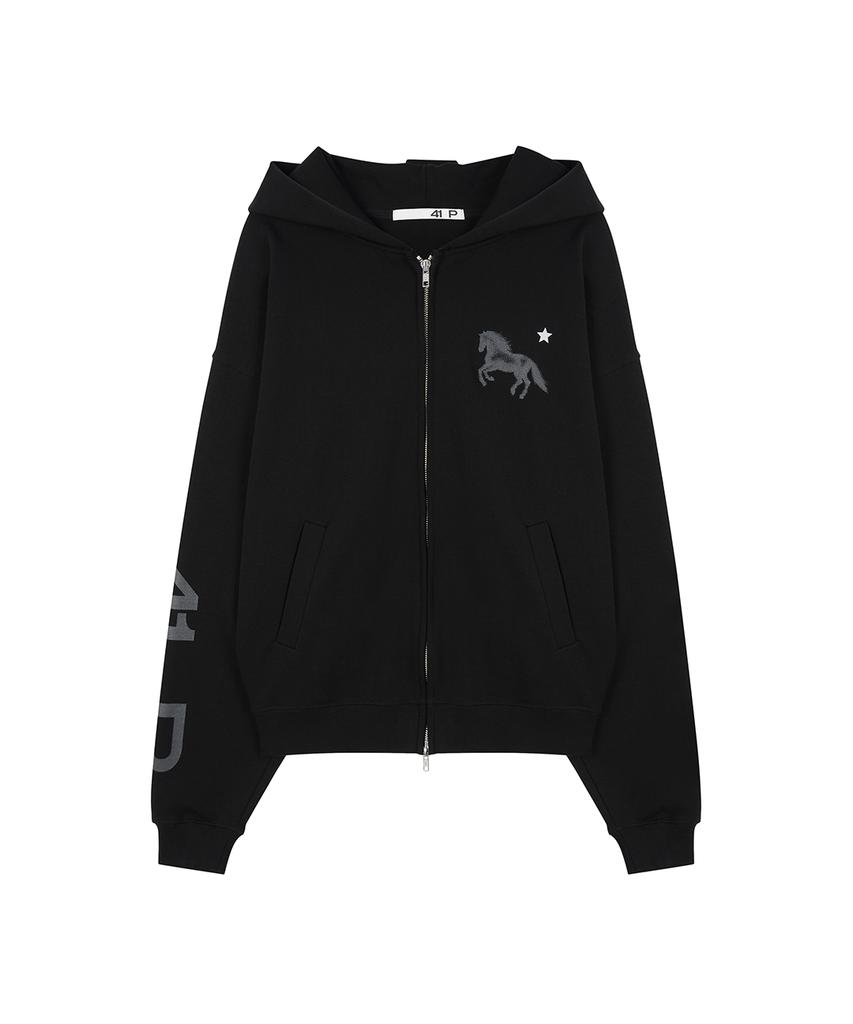 41Pray Midnight Horse Zip-Up Hoodie / Black