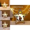 Christmas Tree Wooden Light Up Ornament With Snowman Design For Holiday Decor