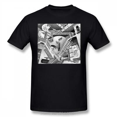 Tricou Escher Tricou MC Escher Bumbac Tricou Distractiv Bărbați Mânecă Scurtă Imprimat Mărimi Mari Streetwear Tricou