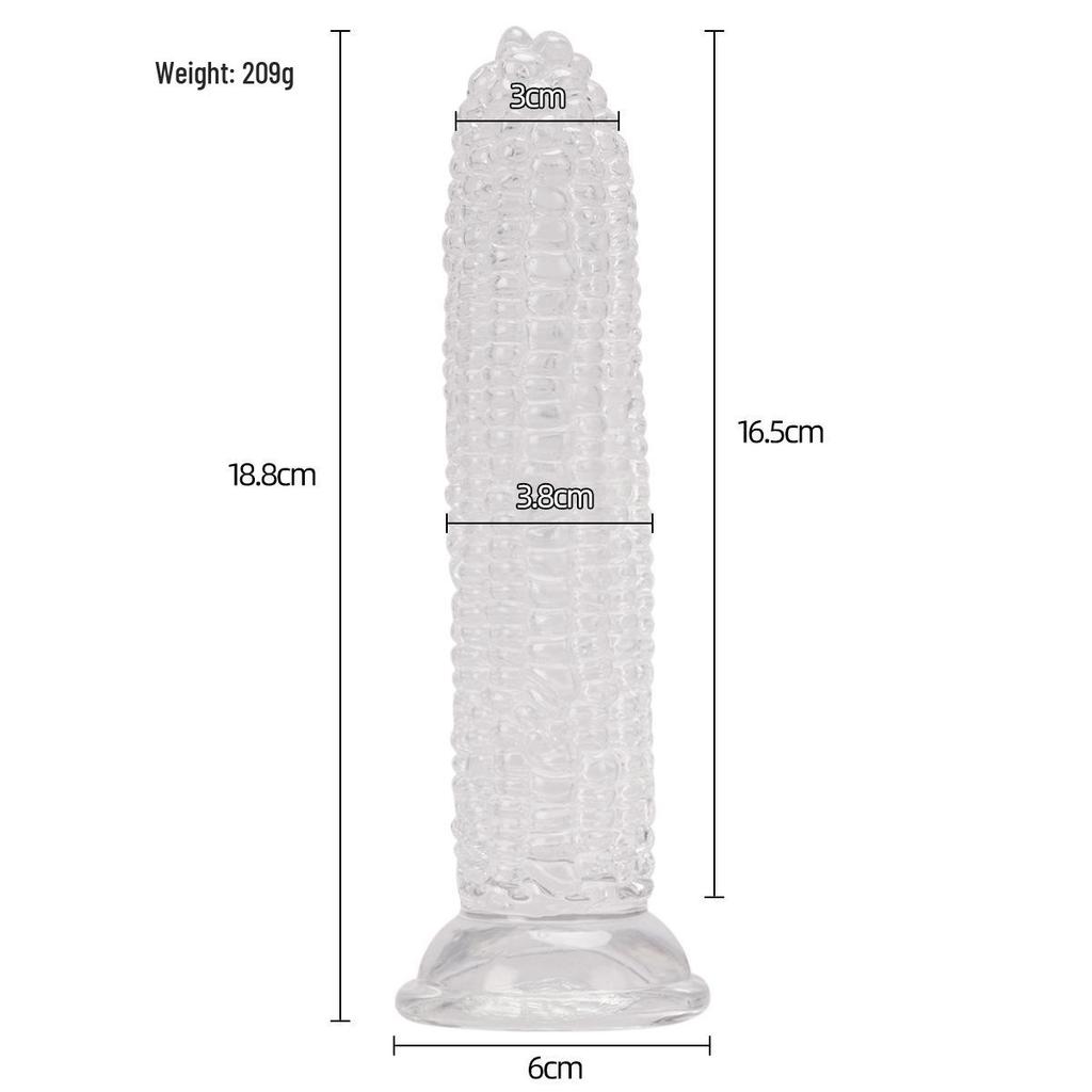Transparent J87 Corn Cob Anal Plug with Strong Suction Cup and Irregular Egg Fruit Vegetable Design.