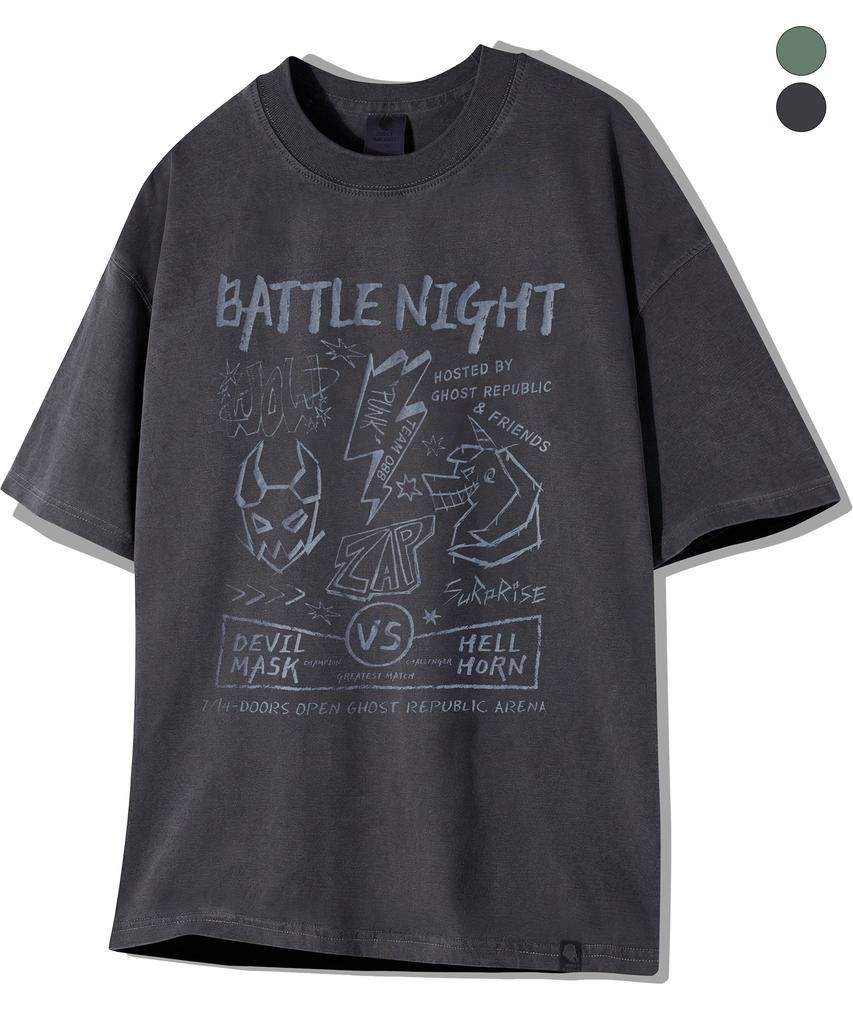 GHOST REPUBLIC Battle Knight Graphic Pigment Short Sleeve T-Shirt 2 Colors Gt-388