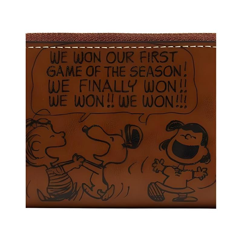 COACH PEANUTS Collaboration 11 Newspaper Printed Zipper Closure Leather Card Holder Regular Women's Hazelnut hazelnut color