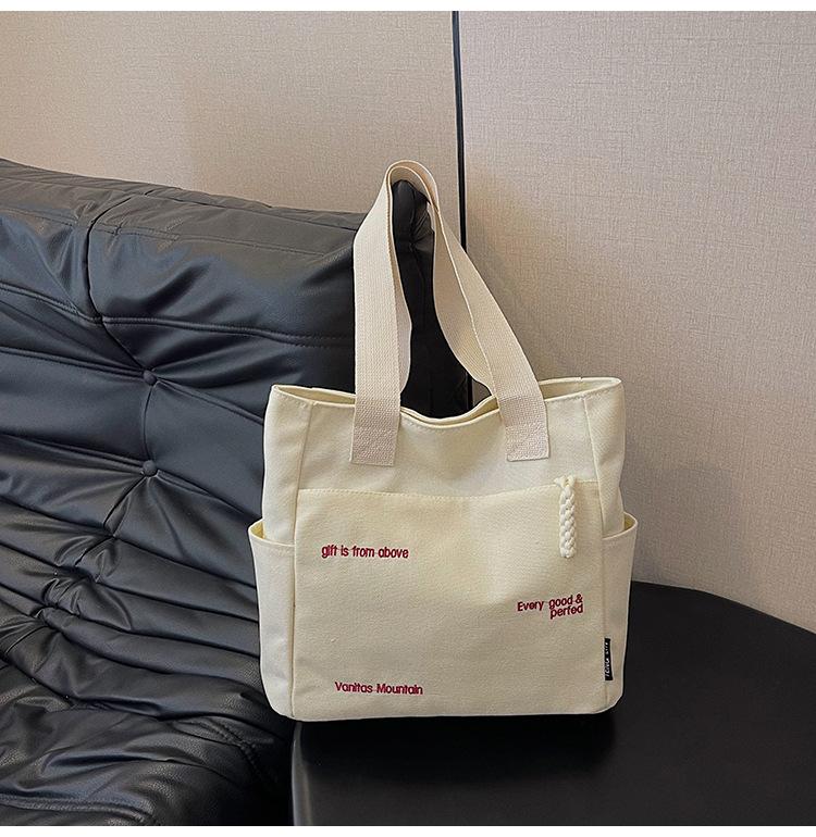 

Сумка большой вместимости женская для отдыха новая для поездок на работу учебы портативная простая на плечо универсальная холщовая сумка-тоут тренд