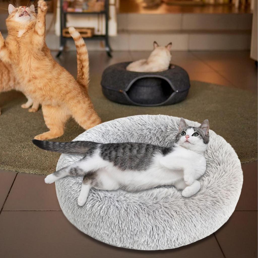 Donut Pet Bed Dog Self Warming Warm Comfortable Indoor Soft Diameter 40cm Cushion Washable for