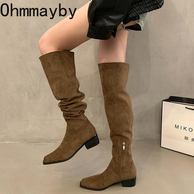 Autumn Winter Women Elastic Slimming Long Loots Fashion Female Low Heel Over The Knee High Booties