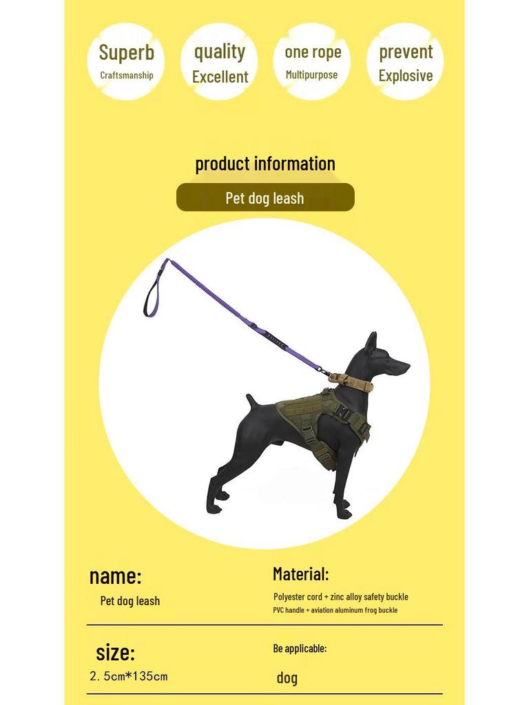 Reflective Shock-Absorbing Retractable Dog Leash with Anti-Escape Frog Buckle