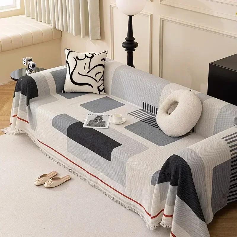 Nordic Sandstorm Hair Towel Four Seasons Universal Cotton Hemp Sofa Blanket Simple And Modern All-Around Sofa Cover Couch