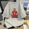Vintage Retro Soccer Graphic Tee Short Sleeve Relaxed Fit Vikings Number 9 Lotus Pose Unisex T-Shirt Football Fan