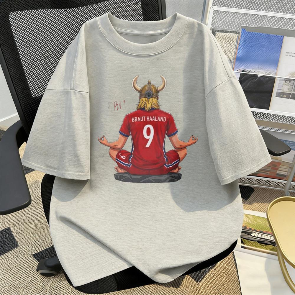 Vintage Retro Soccer Graphic Tee Short Sleeve Relaxed Fit Vikings Number 9 Lotus Pose Unisex T-Shirt Football Fan