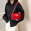 Niche Design Chain Bag for Women's Spring New Trendy Bow Decorative One-shoulder Oblique Rhombus Square Bag