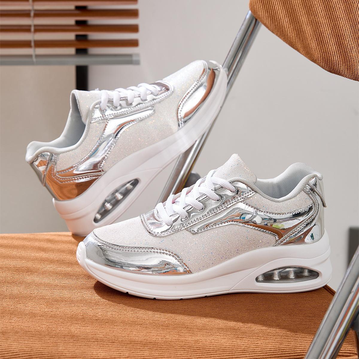 

Зимние женские туфли на воздушной подушке, кожаный верх, низкий верх, золотистые, спортивная обувь из ЭВА с мягкой подошвой, легкие туфли больших размеров, обувь больших размеров 36 серебряный