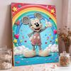 Rainbow Heart Mickey Pearl-Inlaid Frameless Art | Handmade Pearl Craft, Rainbow Cloud Theme, for Playful Home Decor & Great Gift Choice