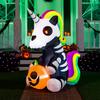 Joyfy 5 FT Pumpkin Skeleton Wiener Dog Halloween Inflatables Light Up Halloween Inflatables Outdoor Halloween Yard Decorations
