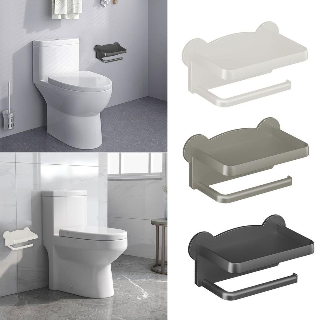 Punch Free Wall Mounted Tissue Holder withPhone Shelf Multifunctional Tissue Rack 3 Color for option for Restroom