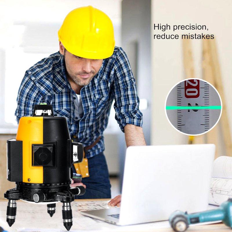 6800mAh 360° 12 Line Laser Level Vertical 3D Blue Horizontal Rotary Cross Self Leveling New