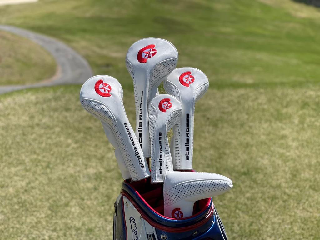 STELLA ROSSA Utility Head Cover Hybrid Synthetic Leather Logo Embroidery White Red Star