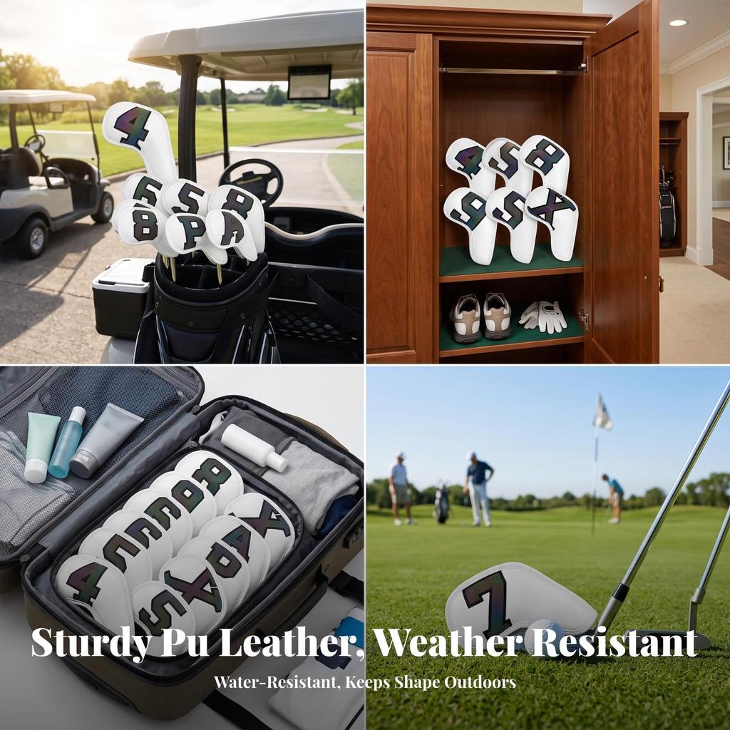 10 Pieces Golf Iron Headcover Dirt-Resistant Club Set Sturdy