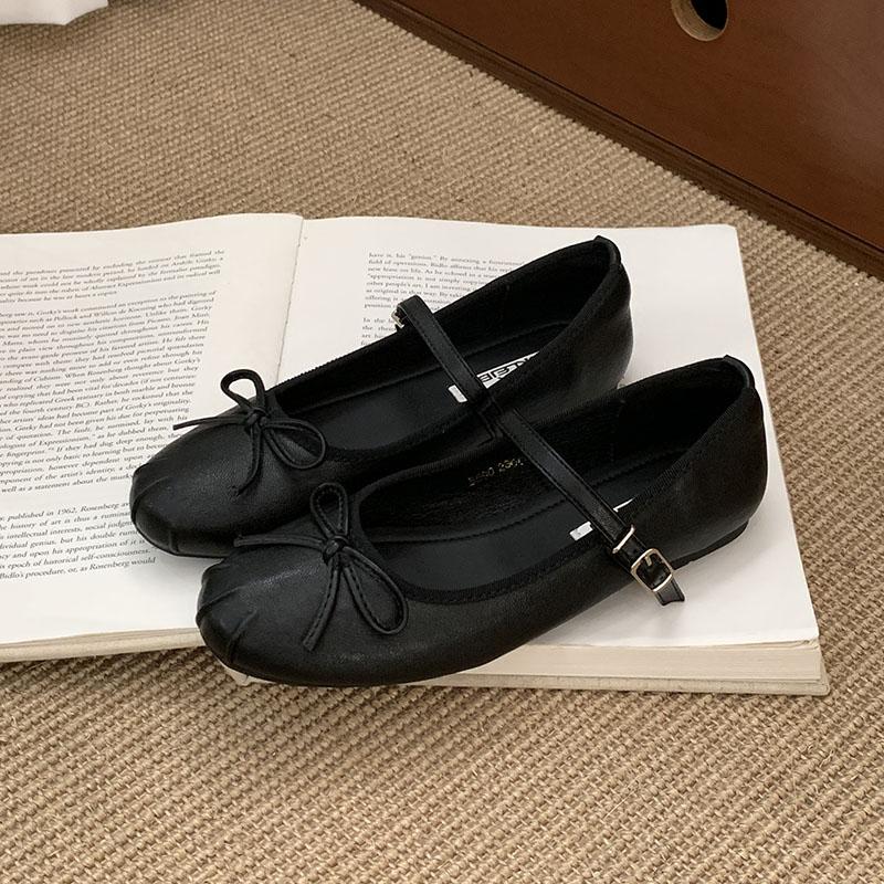 Fashion Pink Fashion Buckle Strap Women Mary Flats Shoes Female Butterfly-Knot Footwear Round Toe Ladies Flats Shallow Shoes Lady