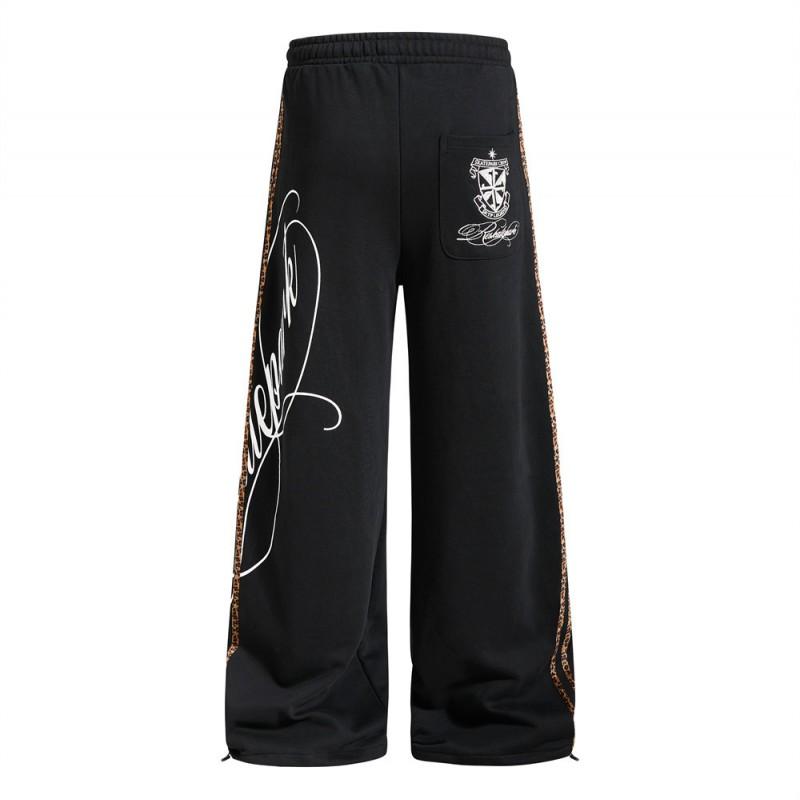 Mens Streetwear Wide Leg Sweatpants Vibe Style Printed Straight Casual Trousers