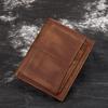 New Vegetable Tanned Leather Vintage Men's Wallet Anti-theft Brush Anti RFID Top Layer Cowhide Wallet Genuine Leather Used Wallet