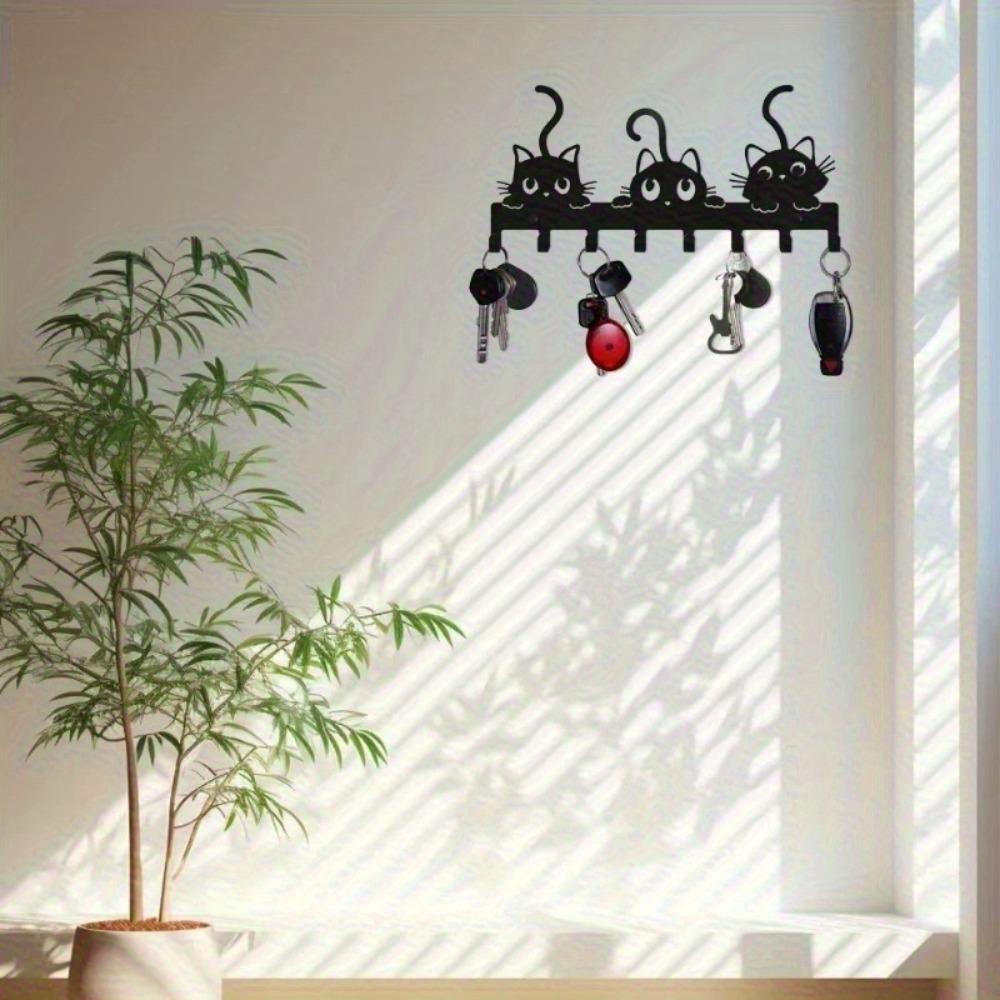 Wall Mount Cat Key Holder Festive Home Decor Utility Hooks